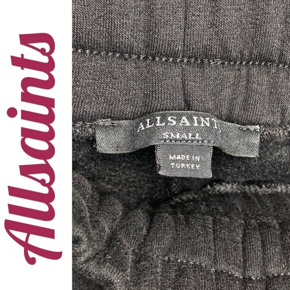 ALLSAINTS GISELLE CHAIN FRINGE TRIM BLACK SWEATPANTS, SIZE SMALL - Picture 14 of 16